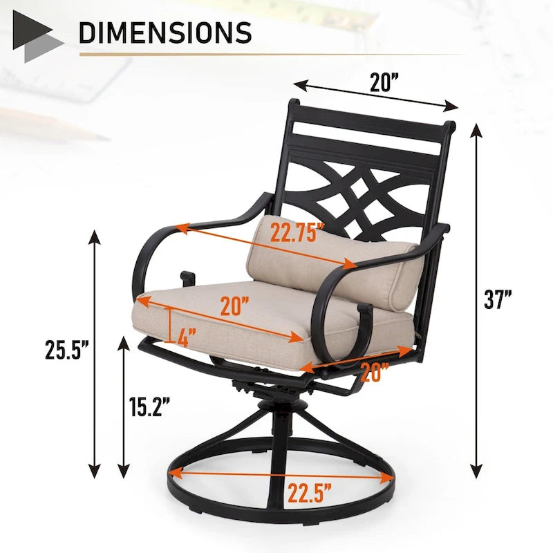 MAISON ARTS 7/5-piece Patio Dining Set, 6 Metal Patio Dining Chairs and 1 Metal Dining Table