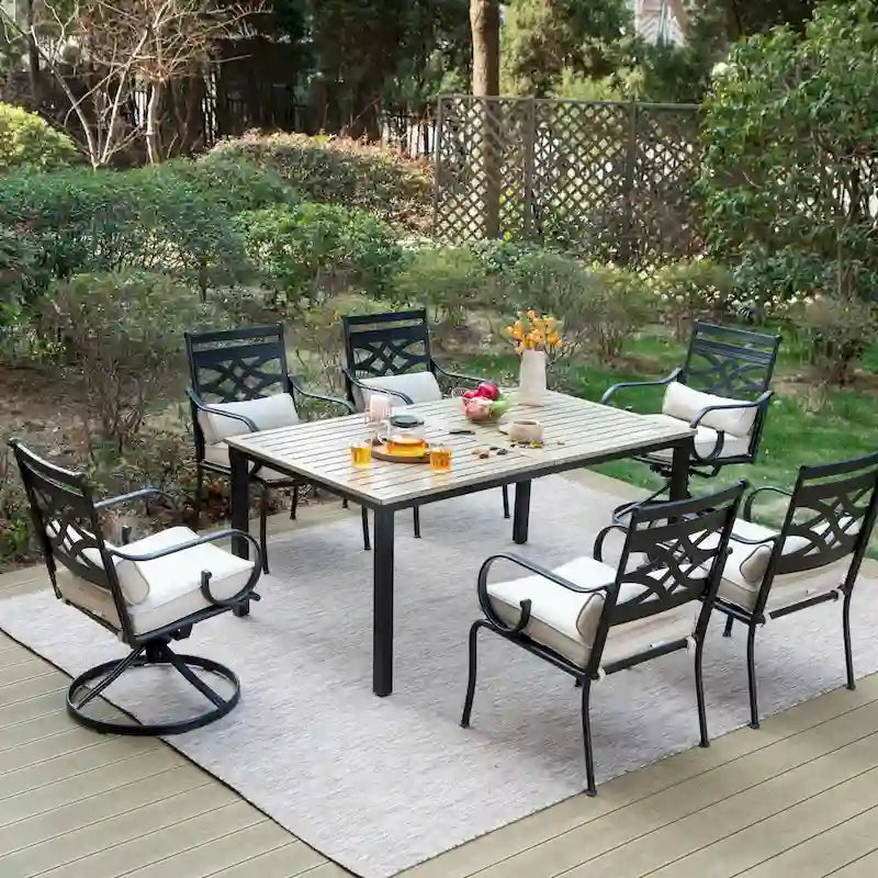 MAISON ARTS 7/5-piece Patio Dining Set, 6 Metal Patio Dining Chairs and 1 Metal Dining Table