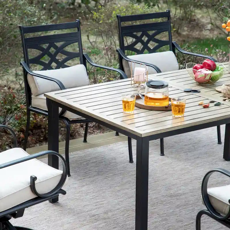 MAISON ARTS 7/5-piece Patio Dining Set, 6 Metal Patio Dining Chairs and 1 Metal Dining Table
