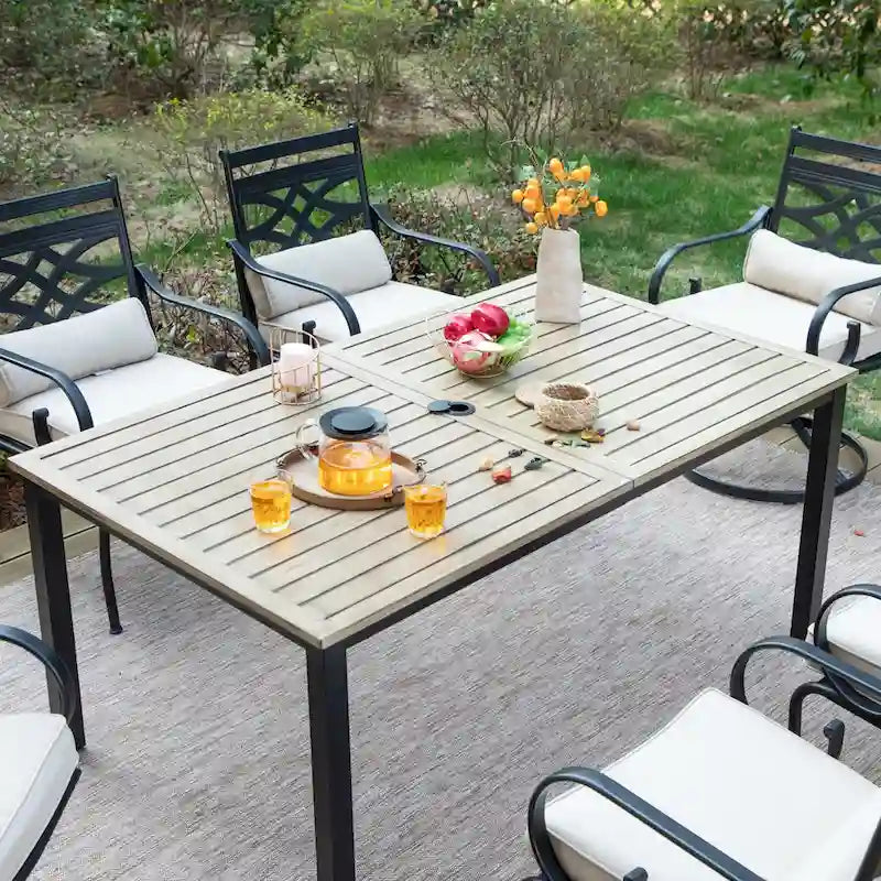 MAISON ARTS 7/5-piece Patio Dining Set, 6 Metal Patio Dining Chairs and 1 Metal Dining Table