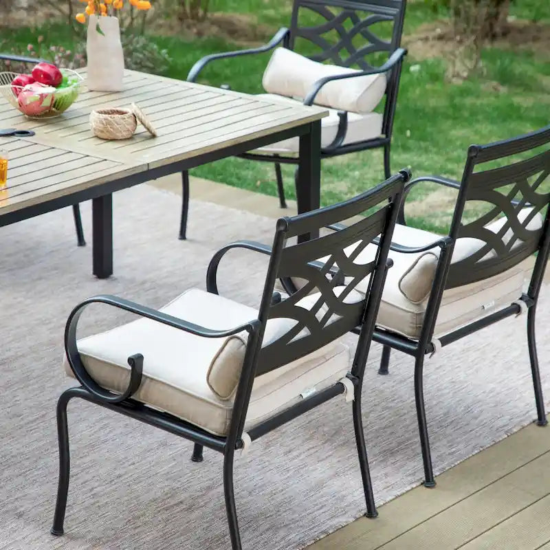 MAISON ARTS 7/5-piece Patio Dining Set, 6 Metal Patio Dining Chairs and 1 Metal Dining Table