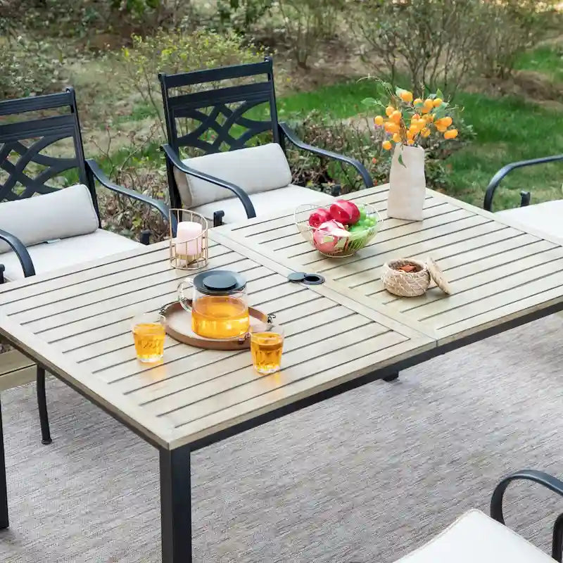MAISON ARTS 7/5-piece Patio Dining Set, 6 Metal Patio Dining Chairs and 1 Metal Dining Table