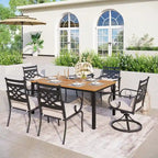 MAISON ARTS 7/5-piece Patio Dining Set, 6 Metal Patio Dining Chairs and 1 Metal Dining Table