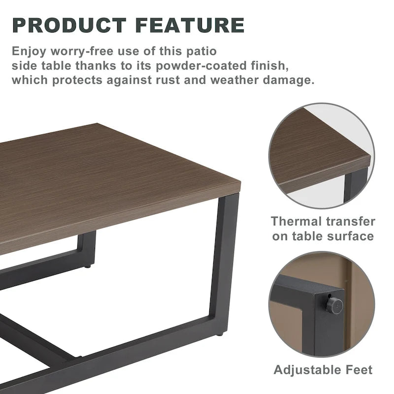Patio Coffee Table Outdoor Metal Steel Table