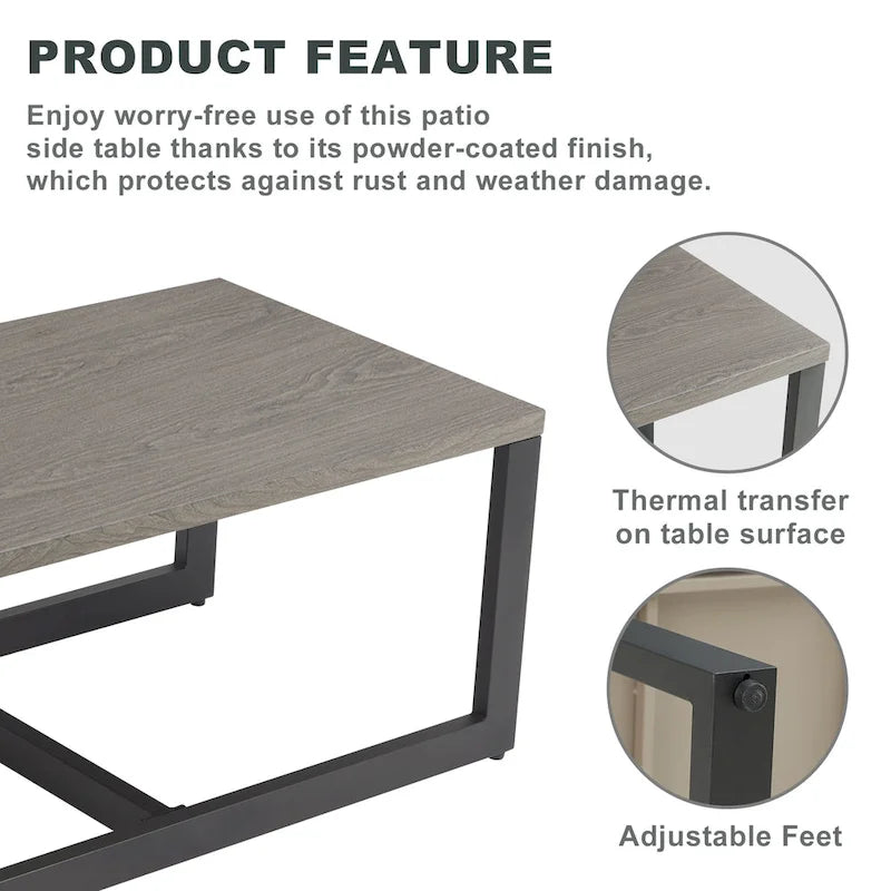 Patio Coffee Table Outdoor Metal Steel Table