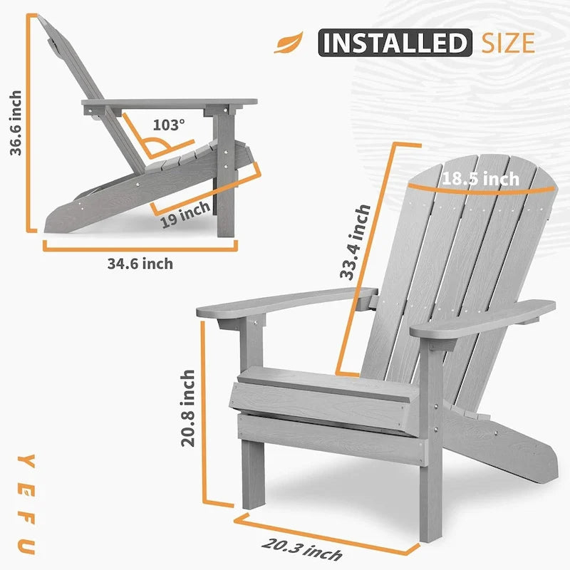 WINSOON All Weather HIPS Outdoor Plastic Adirondack Chair