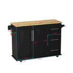Kitchen Island Cart with 2 Door Cabinet and 3 Drawers