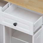Kitchen Island Cart with Two Storage Cabinets and Two Locking Wheels