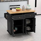 Kitchen Island Cart with Two Storage Cabinets and Two Locking Wheels