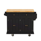 Kitchen Island Cart with Two Storage Cabinets and Two Locking Wheels