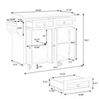 Kitchen Island Cart with Two Storage Cabinets and Two Locking Wheels