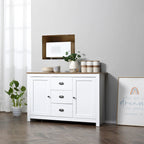 HOMCOM Kitchen Storage Sideboard with Adjustable Shelves, Dining Buffet Server Cabinet with 3 Drawers