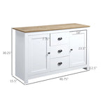 HOMCOM Kitchen Storage Sideboard with Adjustable Shelves, Dining Buffet Server Cabinet with 3 Drawers
