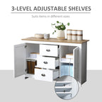 HOMCOM Kitchen Storage Sideboard with Adjustable Shelves, Dining Buffet Server Cabinet with 3 Drawers