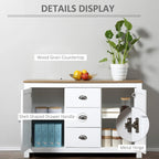 HOMCOM Kitchen Storage Sideboard with Adjustable Shelves, Dining Buffet Server Cabinet with 3 Drawers
