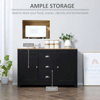 HOMCOM Kitchen Storage Sideboard with Adjustable Shelves, Dining Buffet Server Cabinet with 3 Drawers