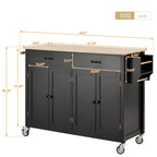 Kitchen Island Cart with Solid Wood Top