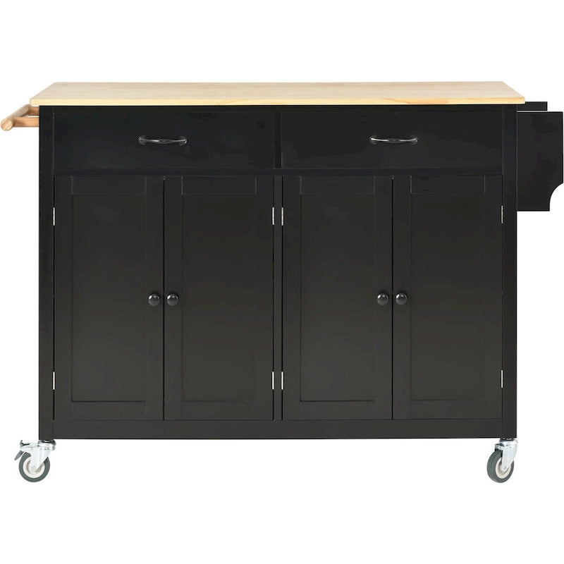 Kitchen Island Cart with Solid Wood Top