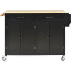 Kitchen Island Cart with Solid Wood Top