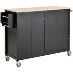 Kitchen Island Cart with Solid Wood Top