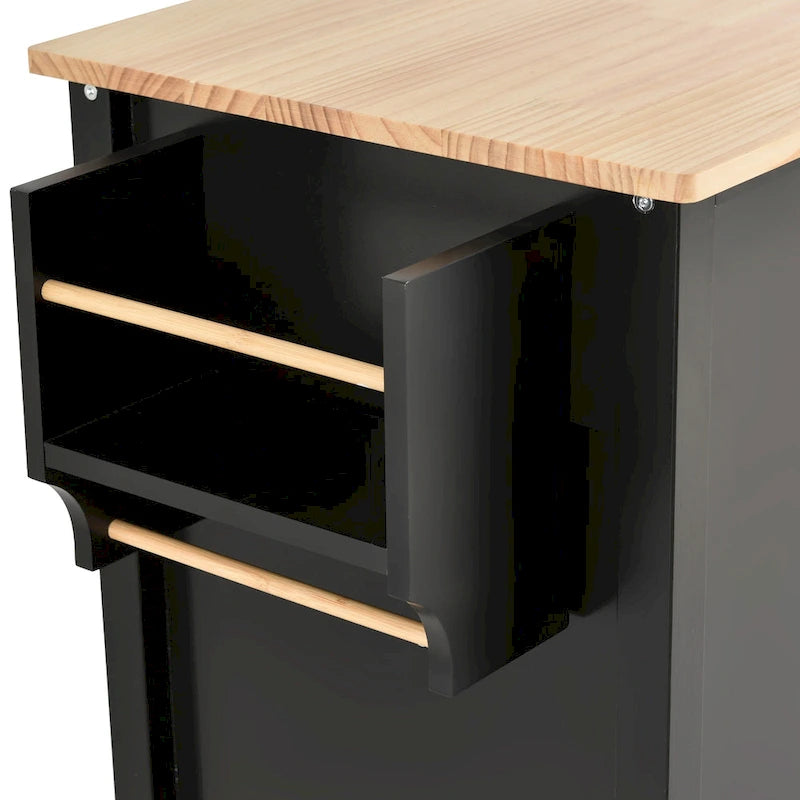 Kitchen Island Cart with Solid Wood Top