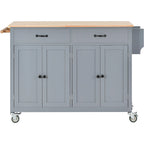 Kitchen Island Cart with Solid Wood Top