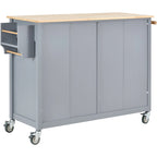 Kitchen Island Cart with Solid Wood Top