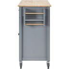 Kitchen Island Cart with Solid Wood Top