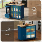 Folding Kitchen Cart with LED Lights