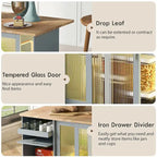 Folding Kitchen Cart with LED Lights