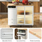 Folding Kitchen Cart with LED Lights