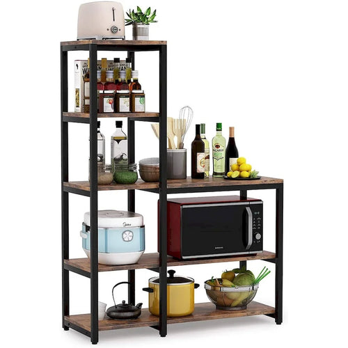 5-Tier L Shaped Kitchen Bakers Rack with Storage Shelf