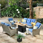 HOOOWOOO 5-piece Rattan Wicker High Back Patio Conversation Furniture Set