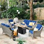 HOOOWOOO 5-piece Rattan Wicker High Back Patio Conversation Furniture Set