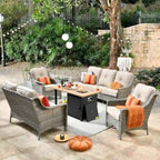 HOOOWOOO 5-piece Rattan Wicker High Back Patio Conversation Furniture Set