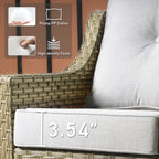 HOOOWOOO 5-piece Rattan Wicker High Back Patio Conversation Furniture Set