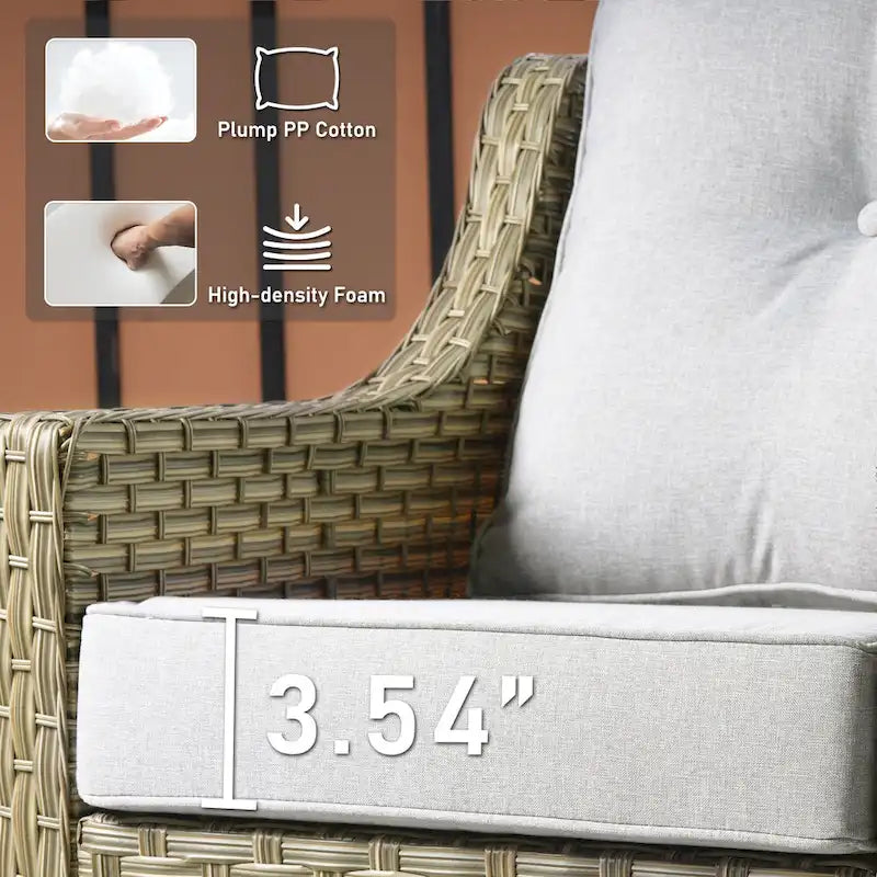 HOOOWOOO 5-piece Rattan Wicker High Back Patio Conversation Furniture Set
