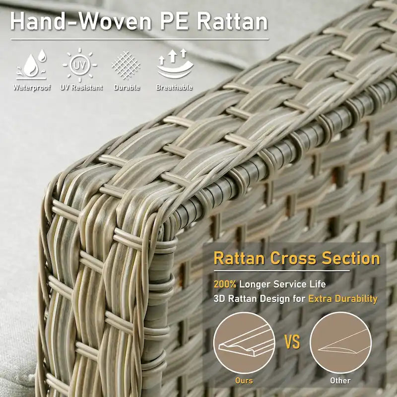 HOOOWOOO 5-piece Rattan Wicker High Back Patio Conversation Furniture Set