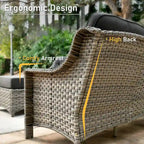 HOOOWOOO 5-piece Rattan Wicker High Back Patio Conversation Furniture Set