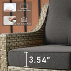 HOOOWOOO 5-piece Rattan Wicker High Back Patio Conversation Furniture Set