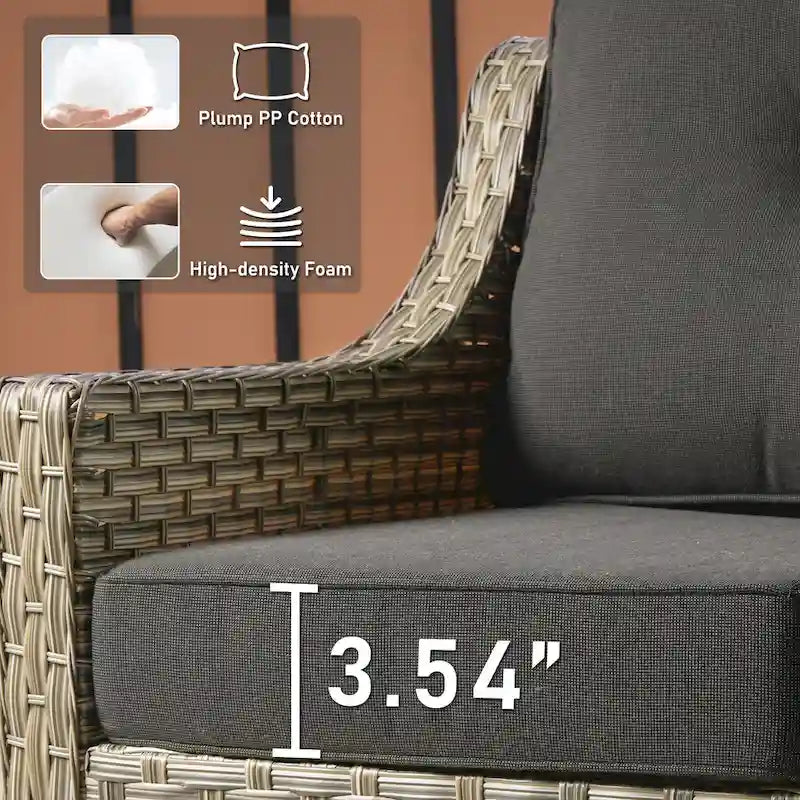 HOOOWOOO 5-piece Rattan Wicker High Back Patio Conversation Furniture Set