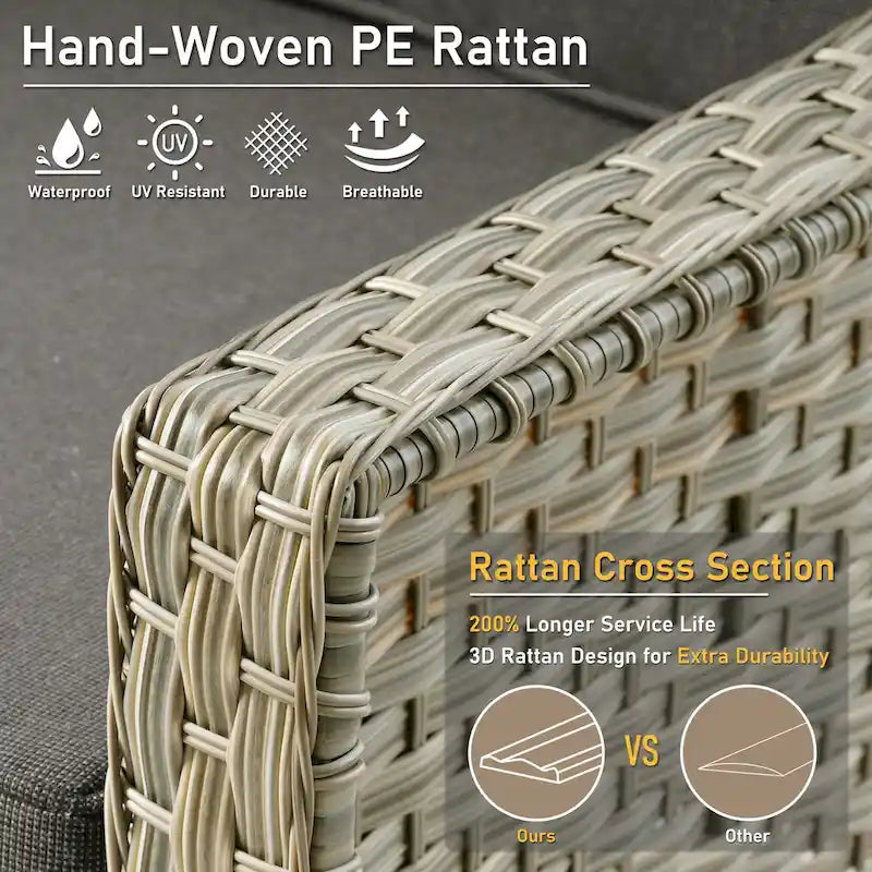 HOOOWOOO 5-piece Rattan Wicker High Back Patio Conversation Furniture Set