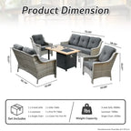 HOOOWOOO 5-piece Rattan Wicker High Back Patio Conversation Furniture Set