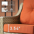HOOOWOOO 5-piece Rattan Wicker High Back Patio Conversation Furniture Set