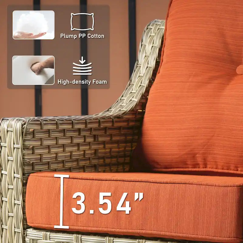 HOOOWOOO 5-piece Rattan Wicker High Back Patio Conversation Furniture Set