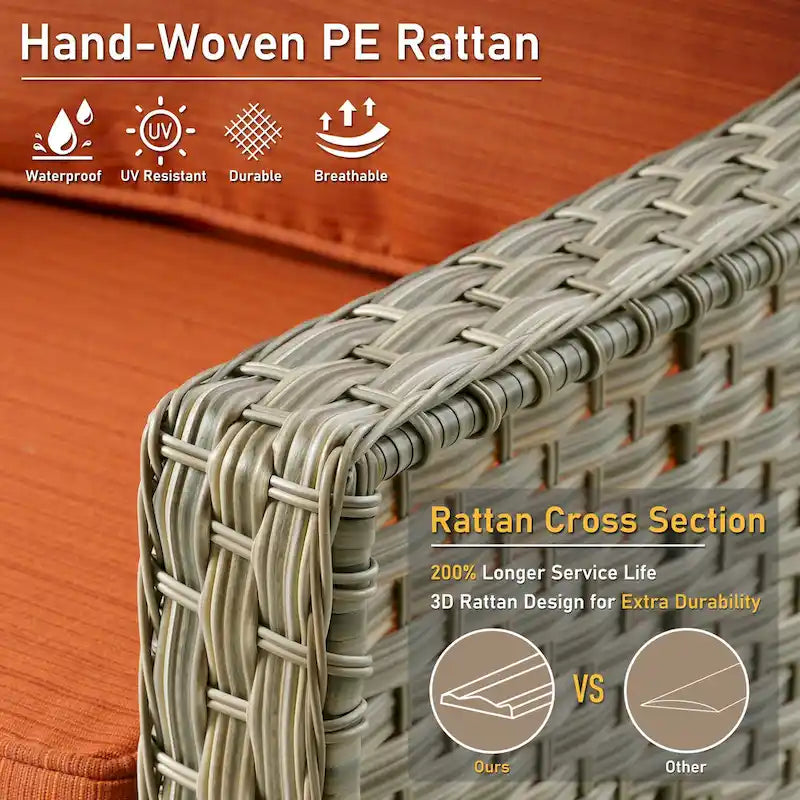 HOOOWOOO 5-piece Rattan Wicker High Back Patio Conversation Furniture Set