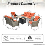 HOOOWOOO 5-piece Rattan Wicker High Back Patio Conversation Furniture Set