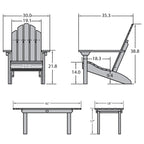 Highwood Classic Adirondack Chair Set with Coffee Table