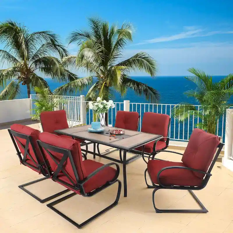 MAISON ARTS Spring Motion 7-piece Patio Dining Set