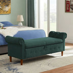 Storage Bench for Bedroom End of Bed Rolled Armed Linen Fabric Ottoman Couch Long Bench
